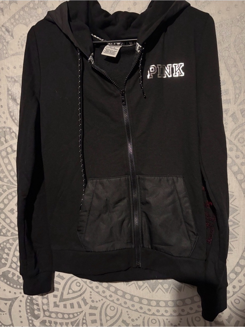 💖✨ PINK Victoria’s Secret Bling Zip Hoodie | Black | Size M ✨💖